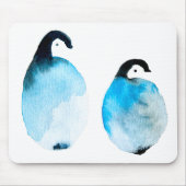 かわいいペンギンの水彩画 マウスパッド (正面)
