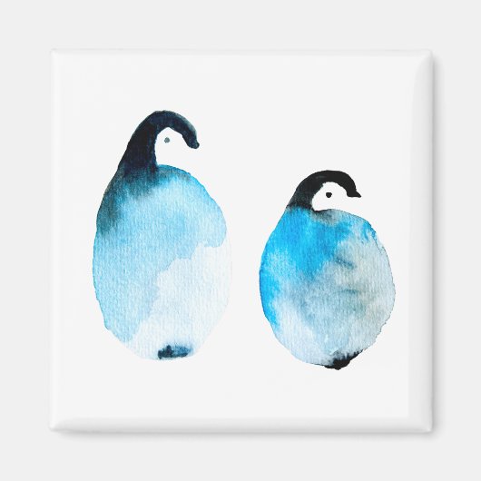 かわいいペンギンの水彩画 マグネット (正面)