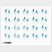 かわいいペンギンの水彩画 ラウンドシール (シート)