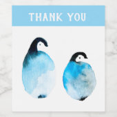 かわいいペンギンの水彩画 ワインラベル (シングルラベル)
