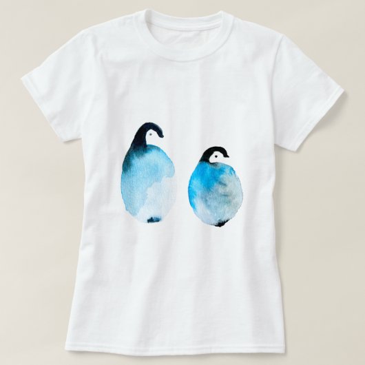 かわいいペンギンの水彩画 Tシャツ (デザイン正面)