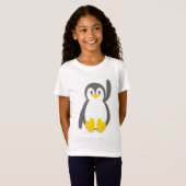 かわいいペンギンの波の女の子のTシャツ Tシャツ (正面フル)