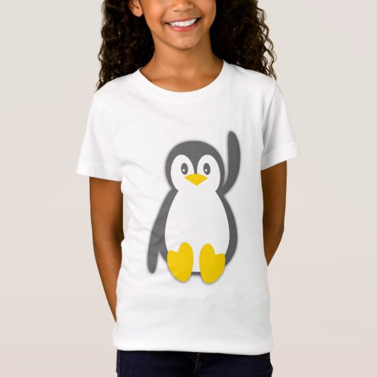かわいいペンギンの波の女の子のTシャツ Tシャツ (正面)