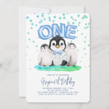 かわいいペンギンの男の子 初誕生日
