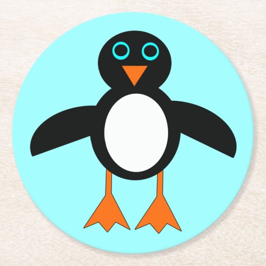 かわいいペンギンの紙コースター ラウンドペーパーコースター (正面)