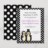 かわいいペンギンの結婚式 Save the Date 発表 セーブザデート (正面/裏面)
