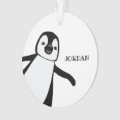 かわいいペンギンの覗き白黒 パーソナライズされた オーナメント (正面)