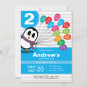 かわいいペンギンの誕生日の招待状 招待状 (正面)