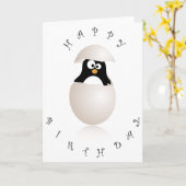 かわいいペンギンの誕生日カード カード (黄色い花)