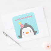 かわいいペンギンの誕生日パーティーステッカー装飾 スクエアシール (封筒)