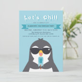 かわいいペンギンの誕生日パーティー招待状 Let's Chill 招待状 (スタンド正面)
