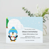 かわいいペンギンの誕生日パーティー 招待状 (スタンド正面)