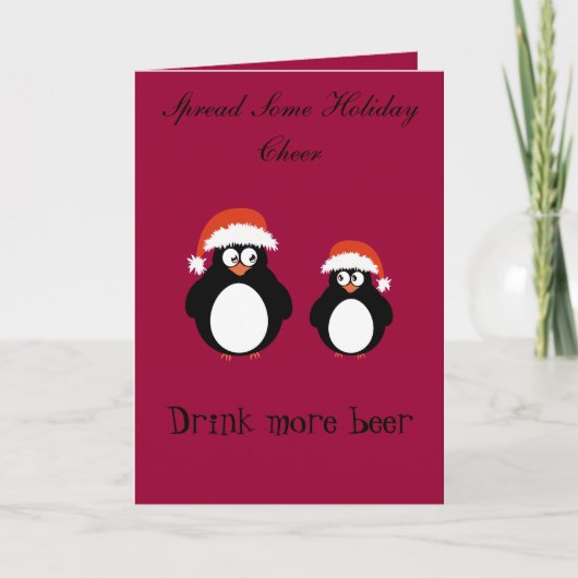 かわいいペンギンの赤い帽子の応援 シーズンカード (正面)