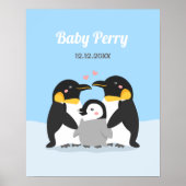 かわいいペンギンの赤ちゃんと家族の壁飾り ポスター (正面)
