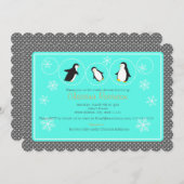 かわいいペンギンの赤ちゃんシャワーの招待状 招待状 (正面/裏面)