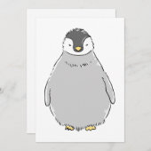 かわいいペンギンの赤ちゃん 招待状 (正面/裏面)