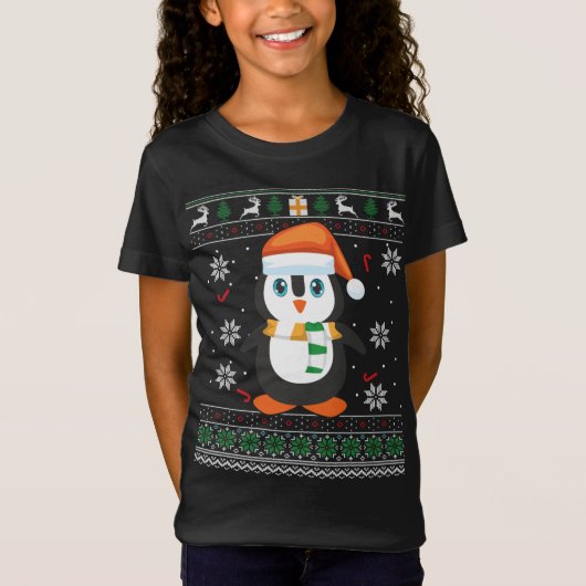 かわいいペンギンの醜いクリスマス Tシャツ (正面)