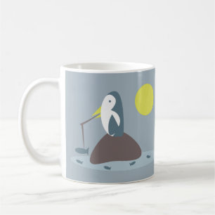かわいいペンギンの釣りイラスト コーヒーマグカップ