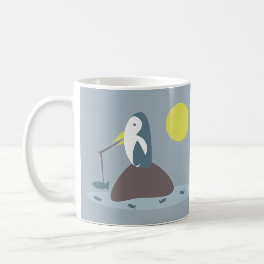かわいいペンギンの釣りイラスト コーヒーマグカップ (左)