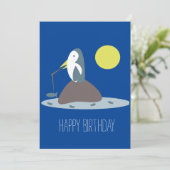 かわいいペンギンの釣り 誕生日パーティー カード (スタンド正面)