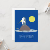 かわいいペンギンの釣り 誕生日パーティー カード (正面/裏面インサイチュ)