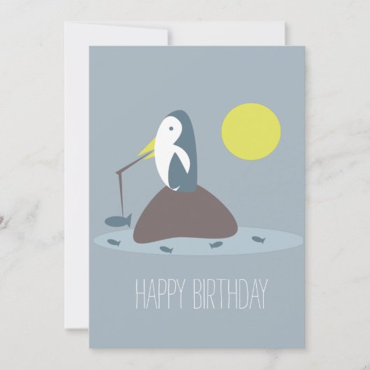 かわいいペンギンの釣り 誕生日パーティー カード (正面)