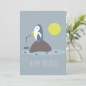 かわいいペンギンの釣り 誕生日パーティー カード (スタンド正面)