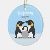 かわいいペンギンの雛と家族の名入れ セラミックオーナメント (左)