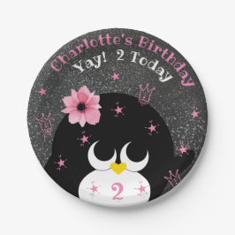 かわいいペンギンの雪とスパークル子供の誕生日 ペーパープレート