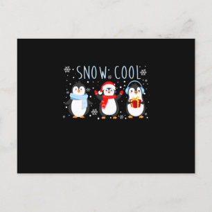 かわいいペンギンの雪の涼しい冬のクリスマス インビテーションポストカード
