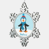 かわいいペンギンの雪片のオーナメント スノーフレークピューターオーナメント (右)