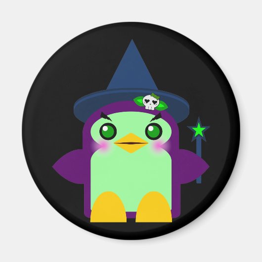 かわいいペンギンの魔女 マグネット (正面)