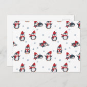 かわいいペンギンの鳥北極動物 シーズンポストカード (正面/裏面)