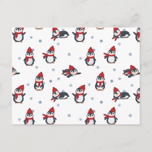 かわいいペンギンの鳥北極動物 シーズンポストカード (正面)