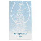 かわいいペンギンのbabayの第1クリスマス スモールペーパーバッグ (裏面)