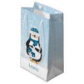 かわいいペンギンのbabayの第1クリスマス スモールペーパーバッグ (正面アングル)