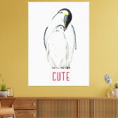 かわいいペンギンのTシャツの家族 キャンバスプリント (インサイチュ (リビング))