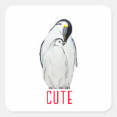 かわいいペンギンのTシャツの家族 スクエアシール (正面)