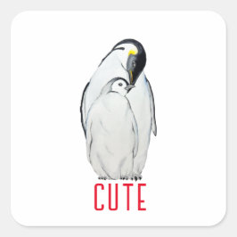 かわいいペンギンのTシャツの家族 スクエアシール