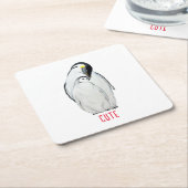 かわいいペンギンのTシャツの家族 スクエアペーパーコースター (アングル)