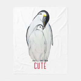 かわいいペンギンのTシャツの家族 フリースブランケット
