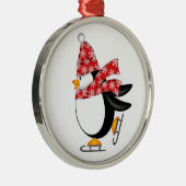 かわいいペンギンはオーナメントアイススケートします メタルオーナメント (右)