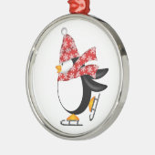 かわいいペンギンはオーナメントアイススケートします メタルオーナメント (左)