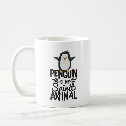 かわいいペンギンは私の精神の動物のおもしろいな引用文のマグです コーヒーマグカップ (左)