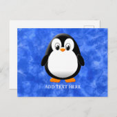 かわいいペンギンカスタムマンガの青い水色 ポストカード (正面/裏面)