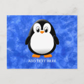 かわいいペンギンカスタムマンガの青い水色 ポストカード (正面)