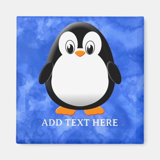 かわいいペンギンカスタムマンガの青い水色 マグネット (正面)