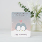 かわいいペンギンカップルのバレンタインラブグリーティングカード シーズンカード (スタンド正面)