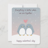 かわいいペンギンカップルのバレンタインラブグリーティングカード シーズンカード (正面)