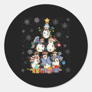 かわいいペンギンクリスマスツリーライトアニマルキッズボー ラウンドシール